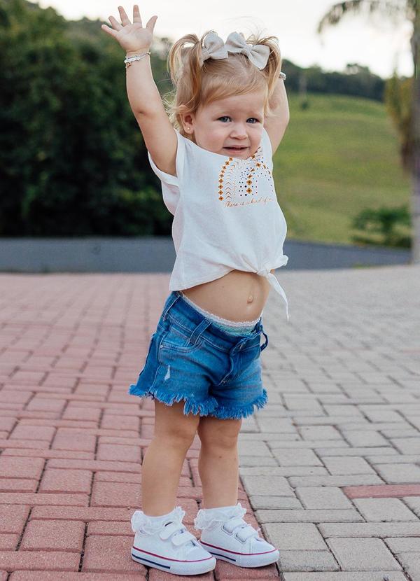 Sun Place - Shorts Jeans Bebê Menina Beach Azul 6