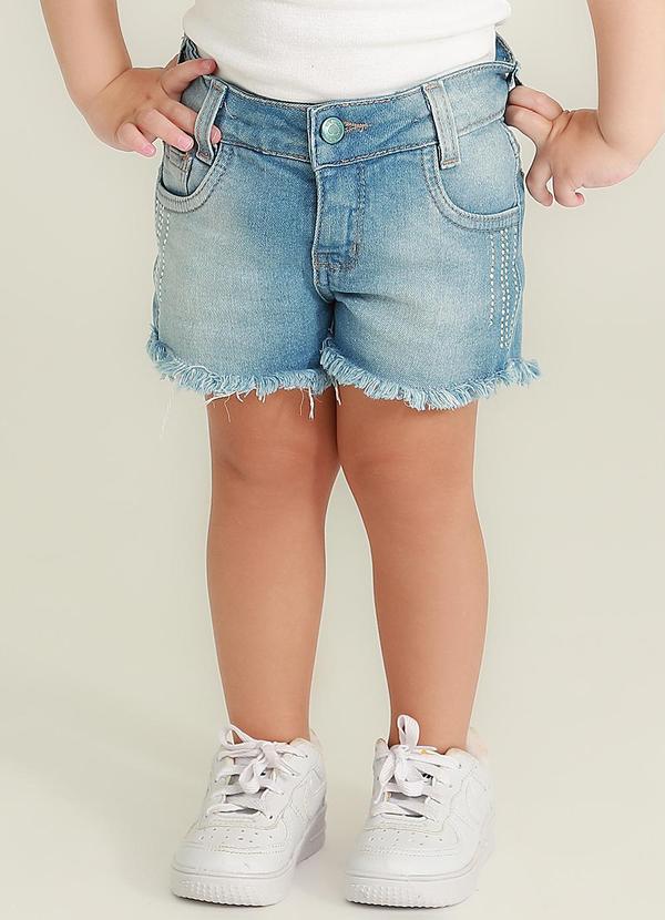 Sun Place - Shorts Jeans Bebê Menina Beach Azul