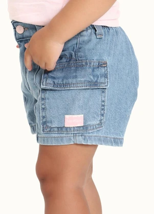 Outlet - Shorts Jeans Cargo Menina Azul - OUTLET