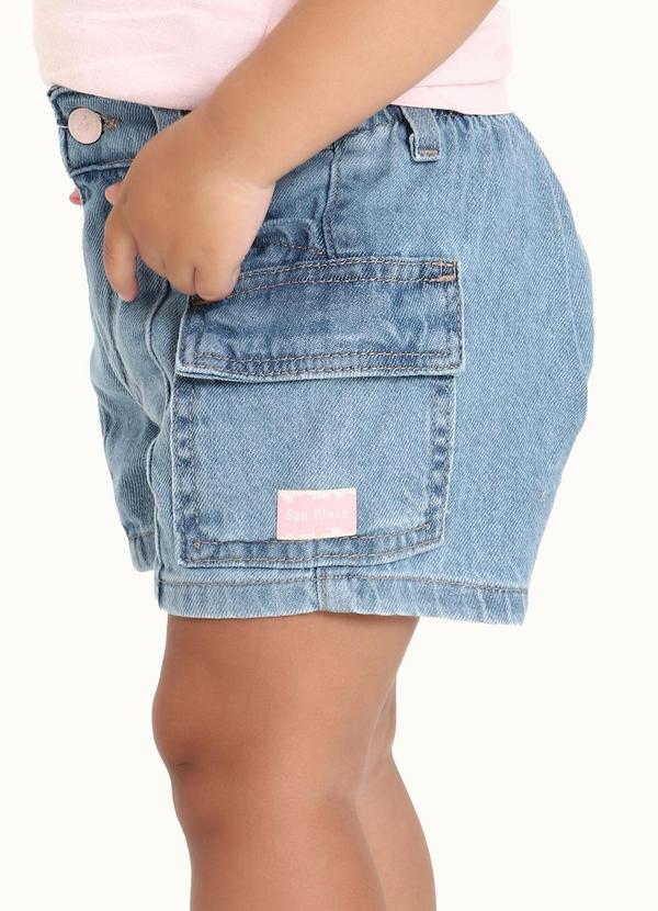Sun Place - Shorts Jeans Cargo Menina Azul 2