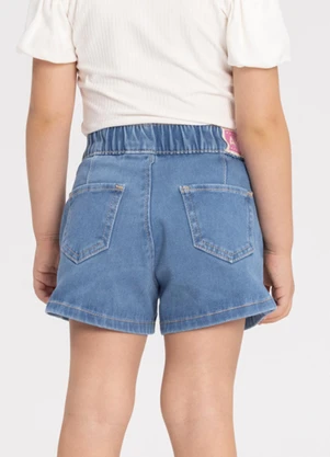 Alakazoo - Shorts Jeans com Bolsos e Cadarço Funcional Azul - ALAKAZOO