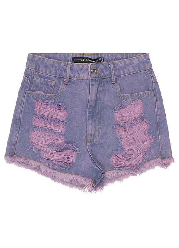 Authoria - Shorts Jeans Feminino Destroyed Roxo