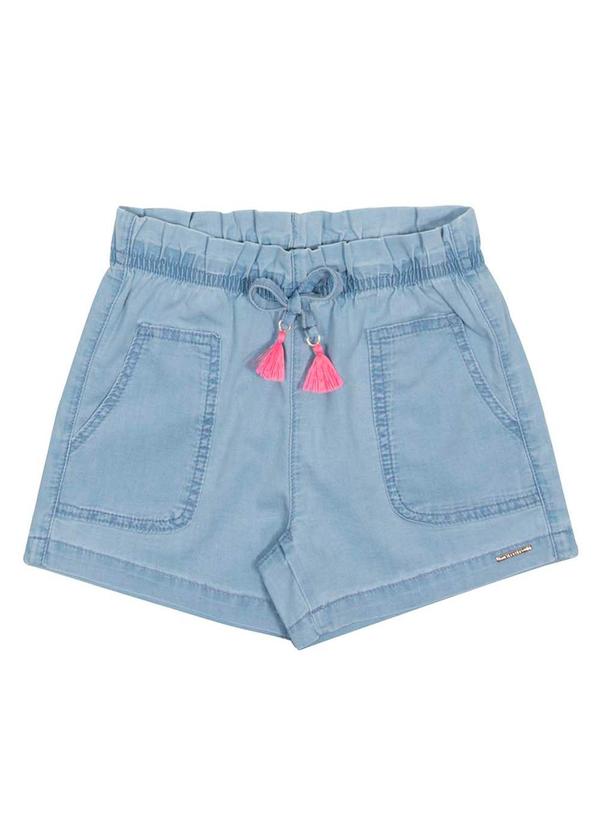 Alakazoo - Shorts Jeans Menina Bolso e Cadarço Frontal Azul 3