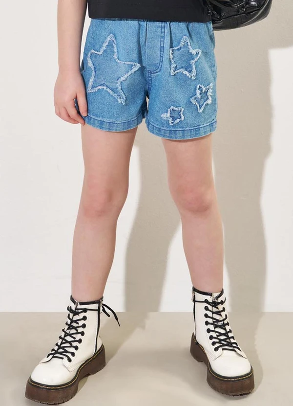 Catavento - Shorts Jeans Menina com Estrelas 1