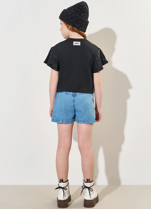 Catavento - Shorts Jeans Menina com Estrelas 4