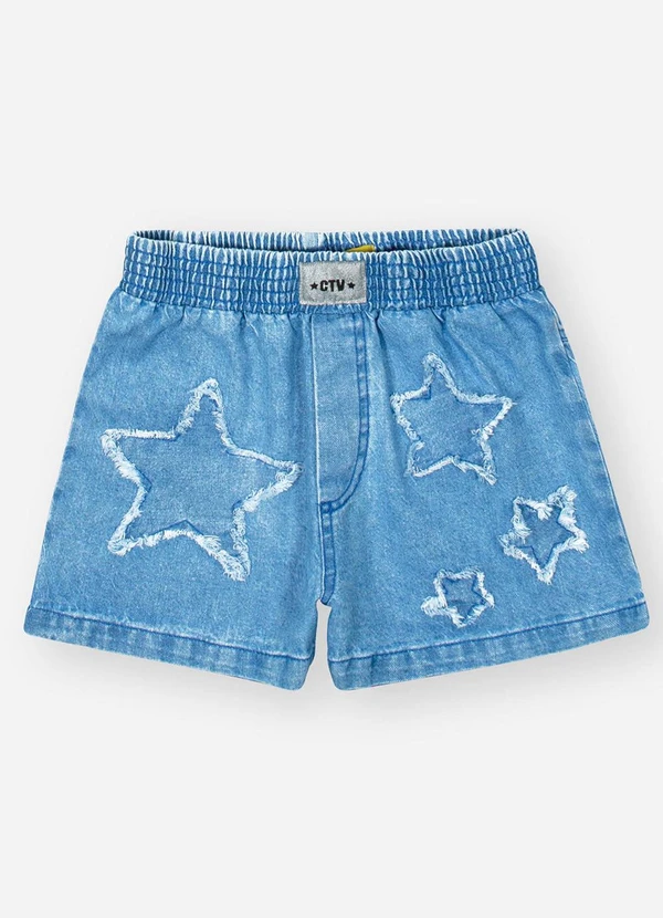 Catavento - Shorts Jeans Menina com Estrelas 5