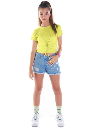 Pulla Bulla - Shorts Malha Azul - PULLA BULLA