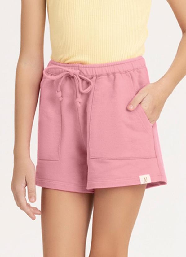 Alakazoo - Shorts Menina com Bolsos em Moletom Rosa