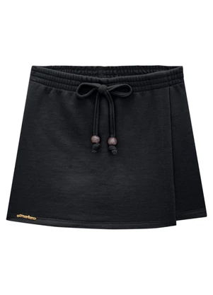 Marlan - Shorts Menina em Fleece Jeans Preto - MARLAN