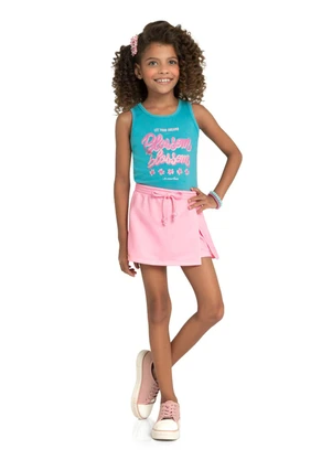 Marlan - Shorts Menina em Fleece Jeans Rosa - MARLAN