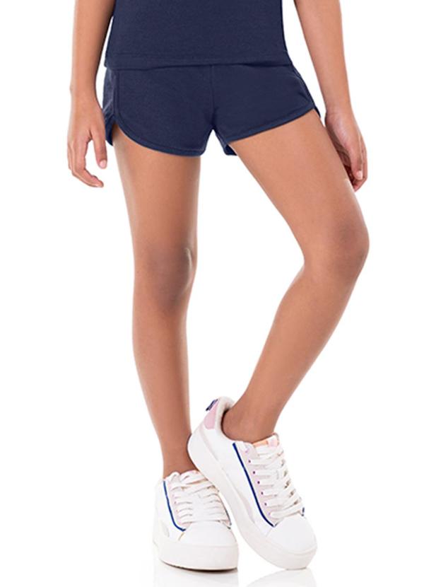 Marlan - Shorts Menina em Moletinho Azul