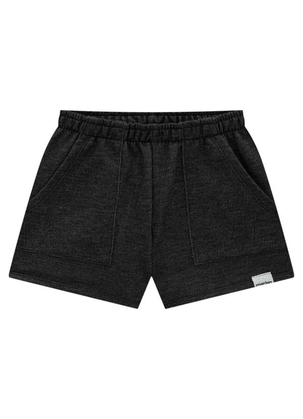 Marlan - Shorts Menina em Moletinho Jeans Preto