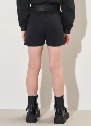 Catavento - Shorts Menina em Moletom com Glitter Preto - CATAVENTO