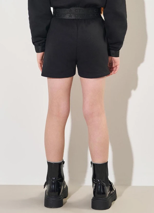 Catavento - Shorts Menina em Moletom com Glitter Preto 2