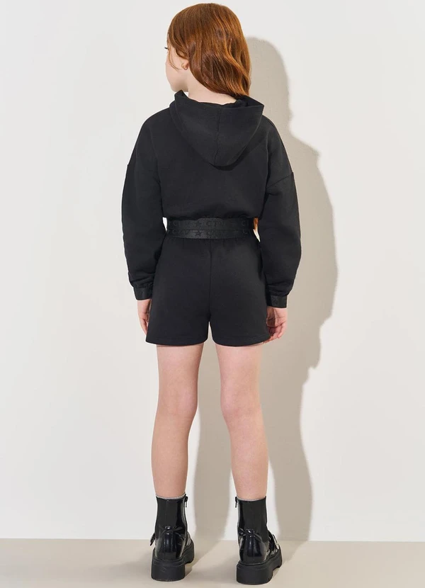 Catavento - Shorts Menina em Moletom com Glitter Preto 4