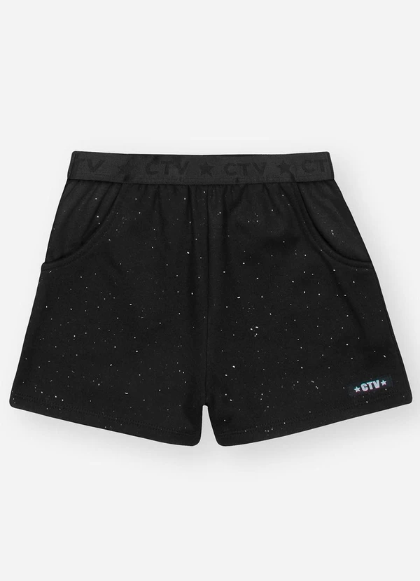 Catavento - Shorts Menina em Moletom com Glitter Preto 5