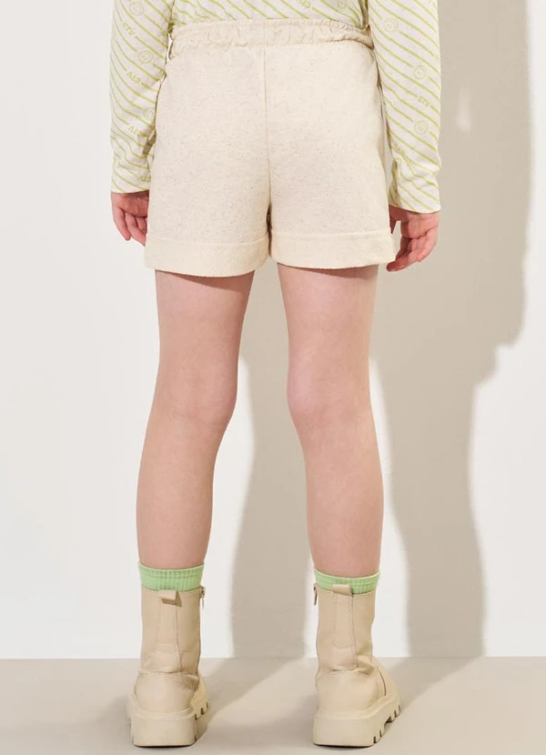 Catavento - Shorts Menina em Moletom Linho Bege 2