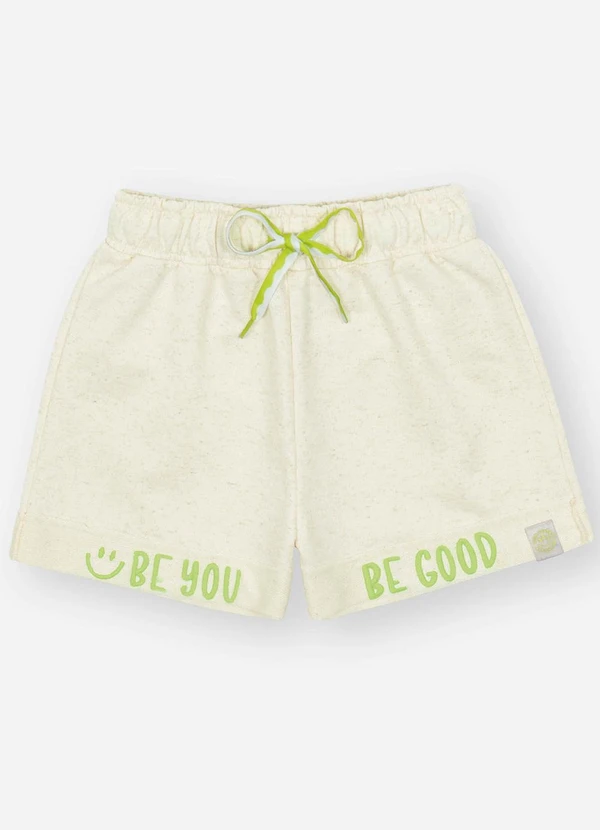Catavento - Shorts Menina em Moletom Linho Bege 5
