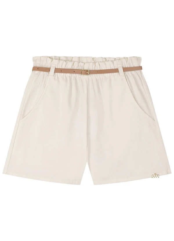 Milli e Nina - Shorts Menina em Sarja com Elastano Bege 3