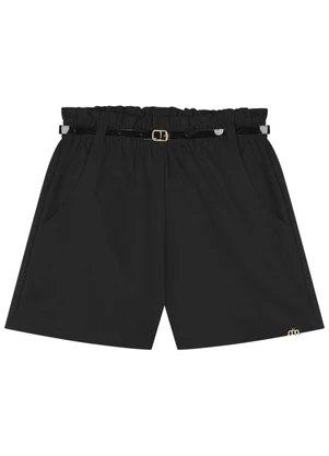 Milli e Nina - Shorts Menina em Sarja com Elastano Preto - MILLI E NINA