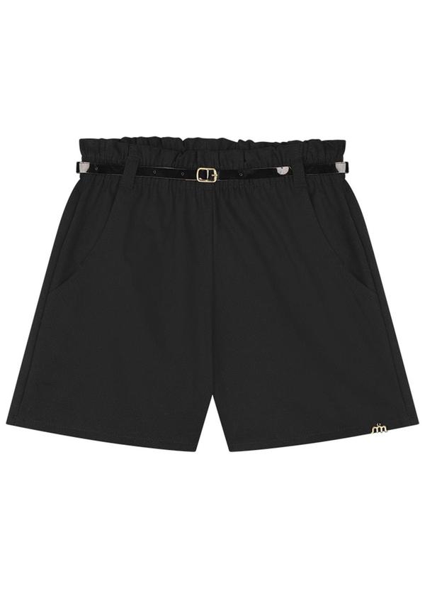 Milli e Nina - Shorts Menina em Sarja com Elastano Preto