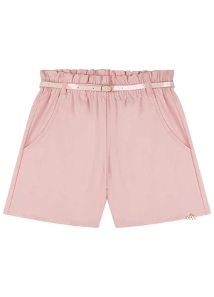 Milli e Nina - Shorts Menina em Sarja com Elastano Rosa - MILLI E NINA