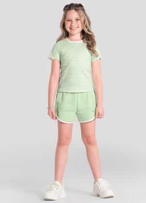 Brandili - Shorts Menina Moletinho Verde - BRANDILI