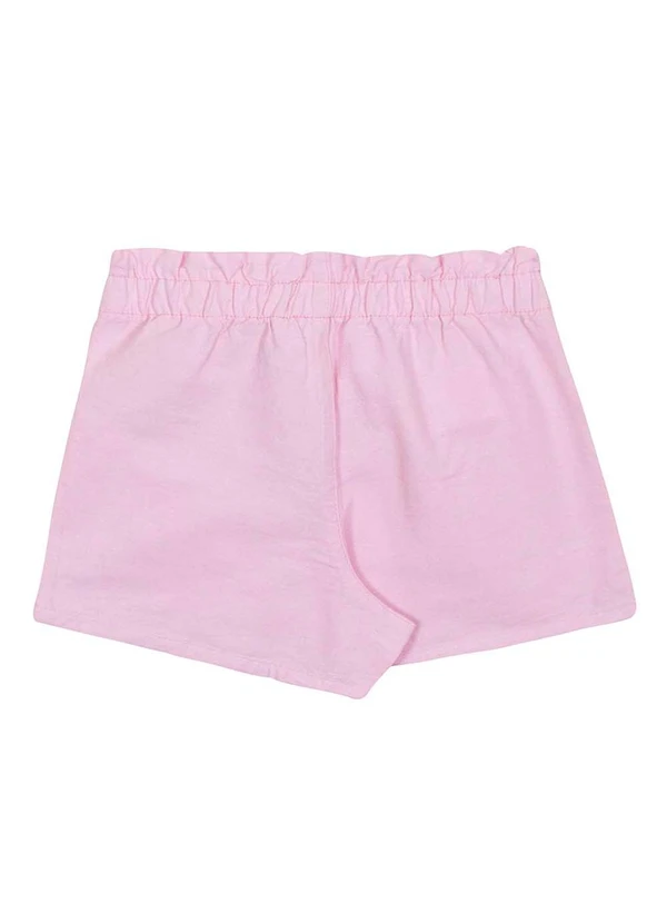Alakazoo - Shorts Menina Sarja Bolsos e Cadarço FrontalRosa 2