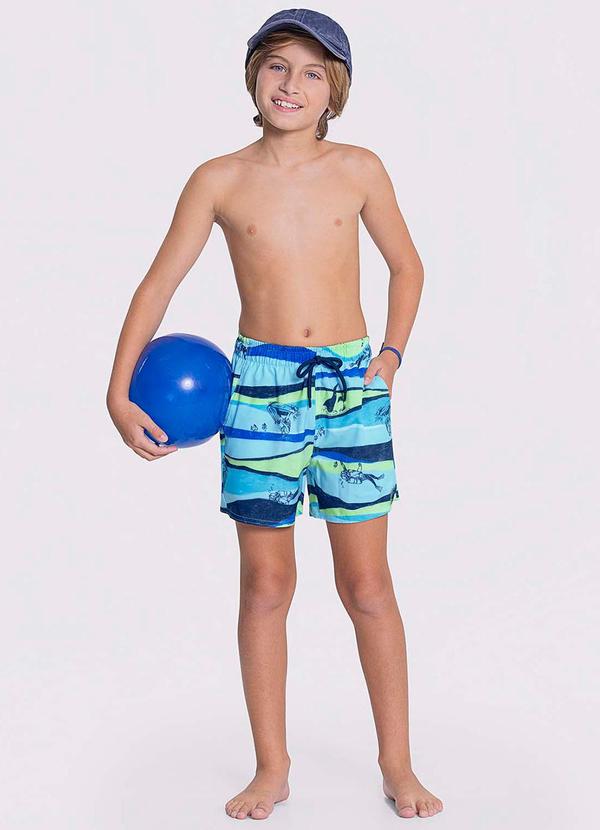 Alakazoo - Shorts Menino com Bolso e Cadarço FrontalAzul
