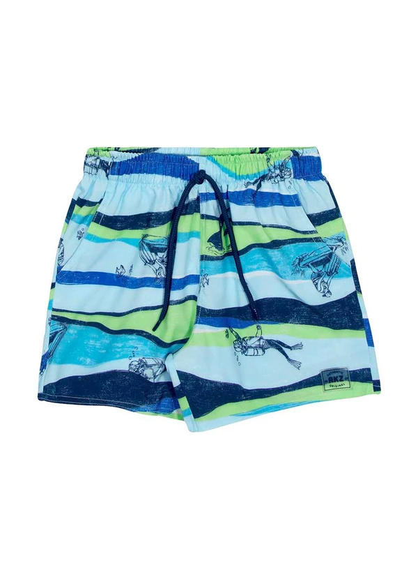 Alakazoo - Shorts Menino com Bolso e Cadarço FrontalAzul 2