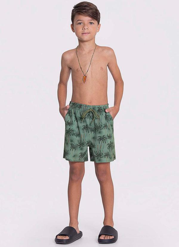 Alakazoo - Shorts Menino com Bolso e Cadarço FrontalVerde