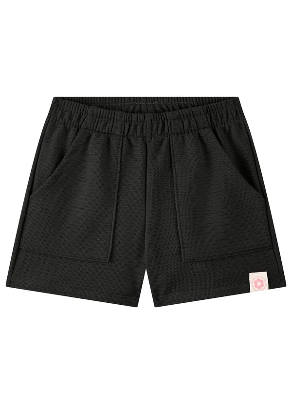 Marlan - Shorts Moletinho com Bolsos Preto