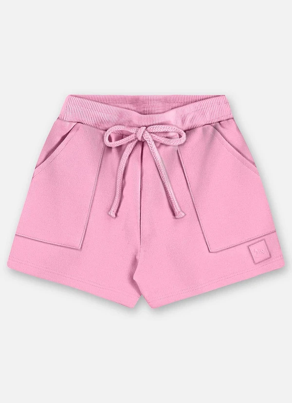 Up Baby - Shorts Moletom Infantil Finino Rosa