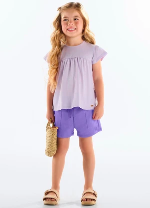 Up Baby - Shorts Moletom Infantil Finino Roxo - UP BABY