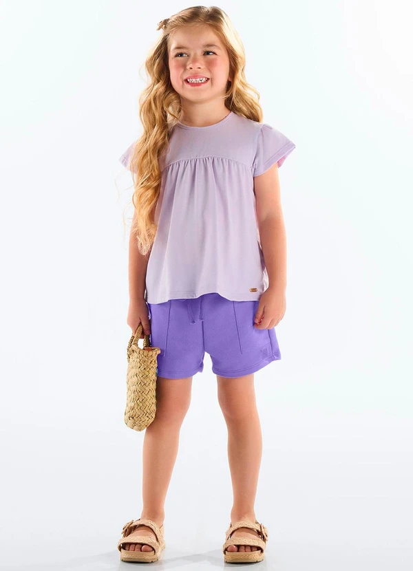 Up Baby - Shorts Moletom Infantil Finino Roxo 2