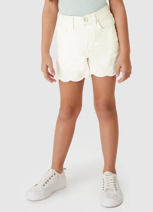 Carinhoso - Shorts Mom Cintura Alta em Sarja Off White - CARINHOSO