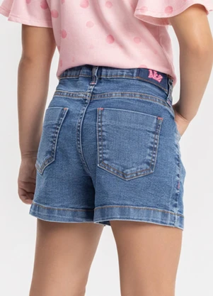 Alakazoo - Shorts Mom Jeans com Cintura Ajustável Azul - ALAKAZOO