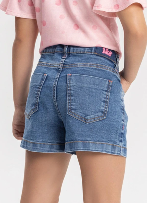 Alakazoo - Shorts Mom Jeans com Cintura Ajustável Azul 2
