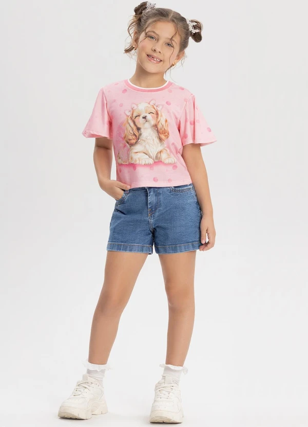 Alakazoo - Shorts Mom Jeans com Cintura Ajustável Azul 3