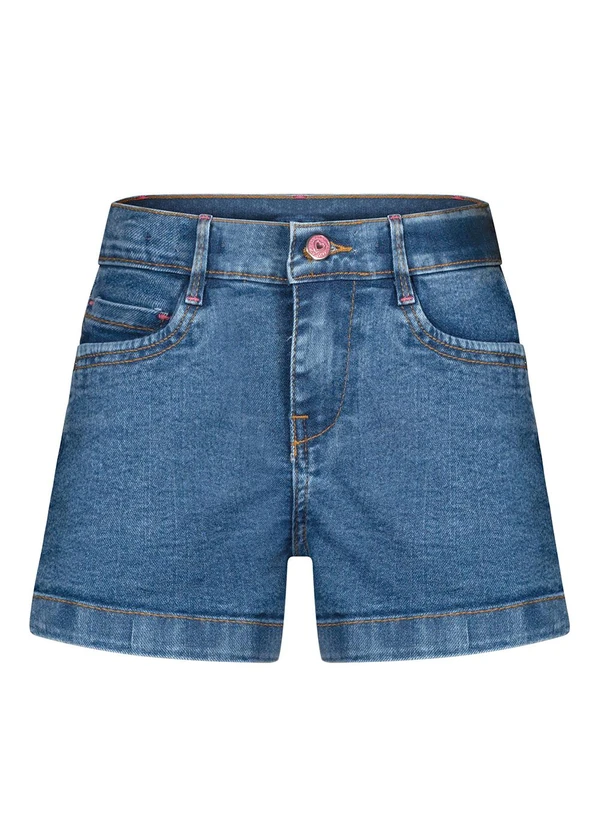 Alakazoo - Shorts Mom Jeans com Cintura Ajustável Azul 5