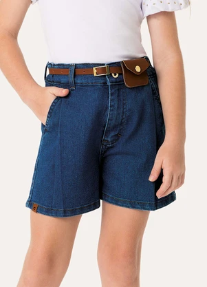 Carinhoso - Shorts Mom Jeans Menina Azul Escuro - CARINHOSO