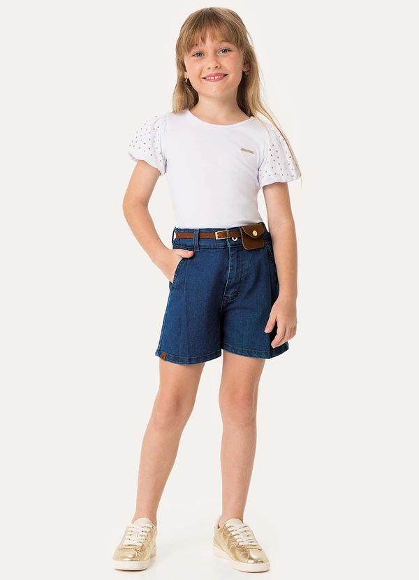 Carinhoso - Shorts Mom Jeans Menina Azul Escuro 2