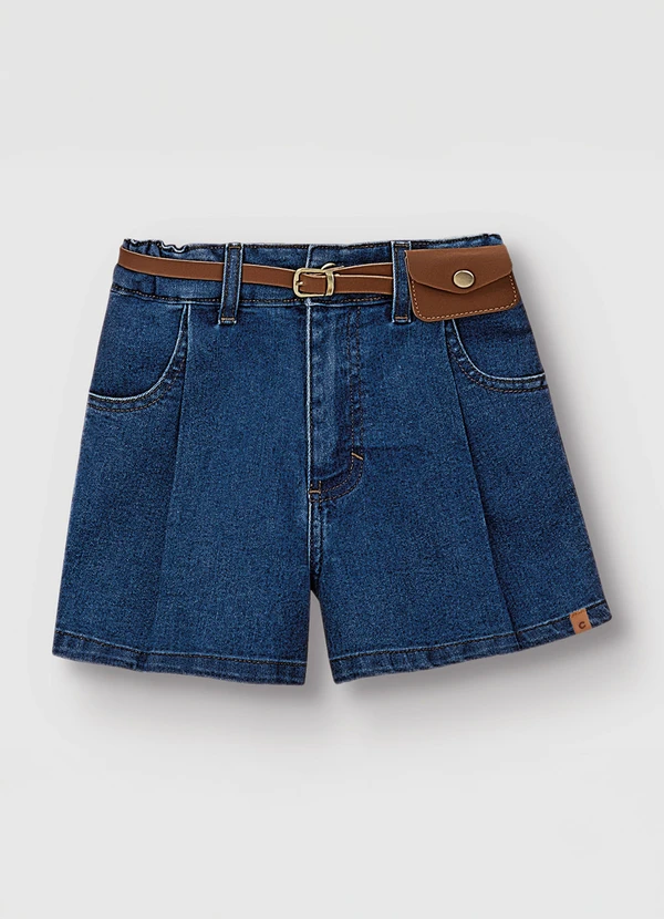 Carinhoso - Shorts Mom Jeans Menina Azul Escuro 3