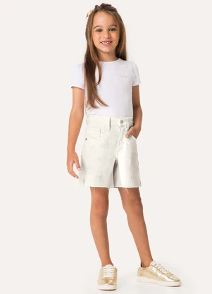 Carinhoso - Shorts Mom Sarja Menina Off White - CARINHOSO