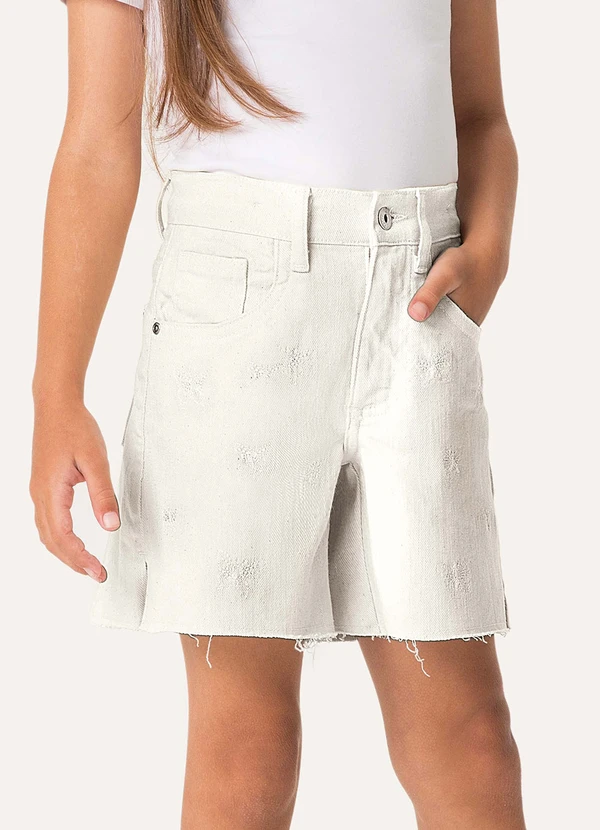 Carinhoso - Shorts Mom Sarja Menina Off White