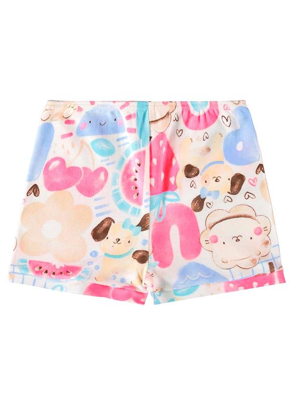 Up Baby - Shorts para Bebê Menina em Suedine Branco