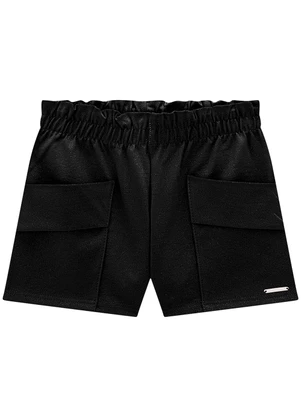 Carinhoso - Shorts Preto Clochard com Glitter Menina - CARINHOSO