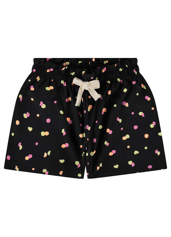 Malwee Kids - Shorts Preto Clochard Poá em Malha