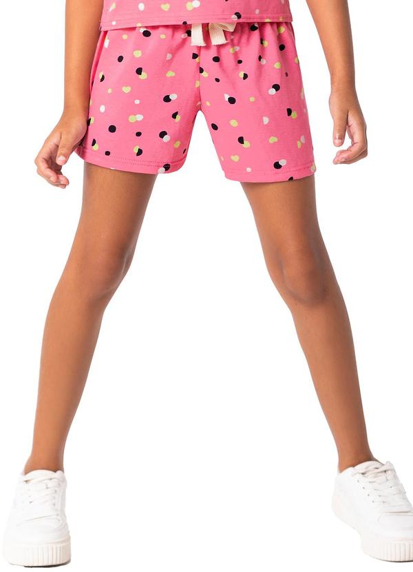 Malwee Kids - Shorts Rosa Clochard Poá em Malha