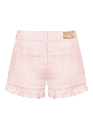 Alakazoo - Shorts Saia de Sarja Infantil com Babado Rosa - ALAKAZOO